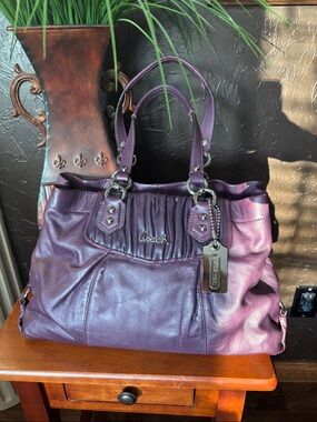 Coach Ashley Gathered Leather Satchel (Style No. F19425).